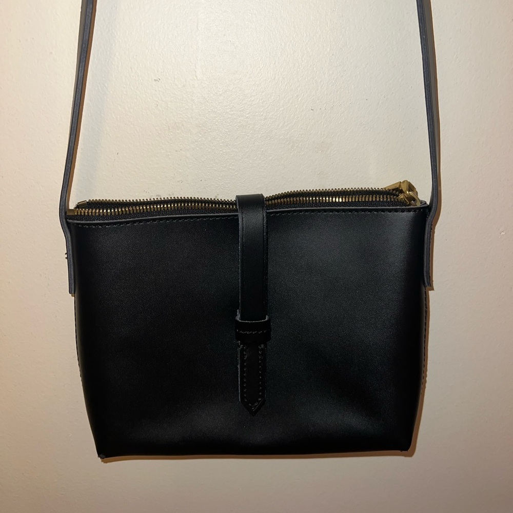 J.Crew Black Leather Parker Crossbody Bag